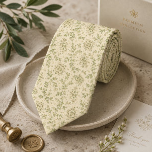 Pistachio Champagne Botanical Foulard Tie