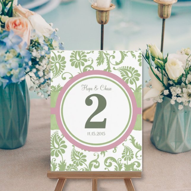 Pistachio Clover and Rose Petal White Table Number Postcard (Creator Uploaded)