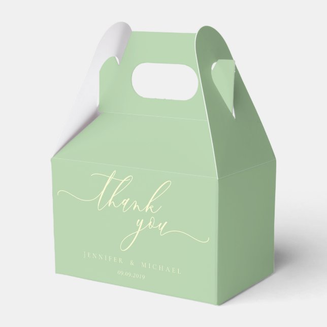 Pistachio & Cream Modern Brand Wedding Thank You Favour Box (Front Side)