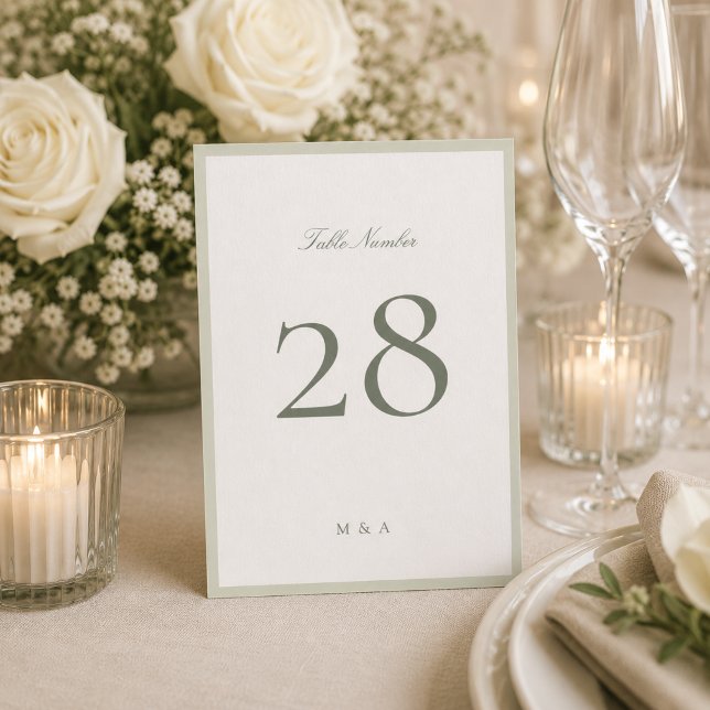 Pistachio Green 5 x 7 Wedding Table Number (Creator Uploaded)