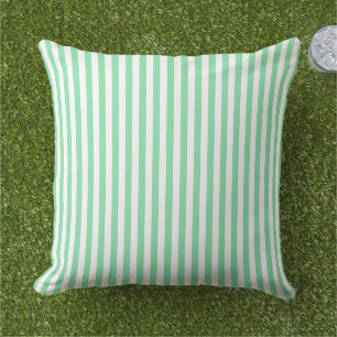 Pistachio green and white striped cushion