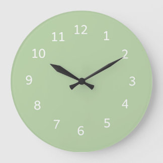 Pistachio Green Colour Light Pastel Minimalist Large Clock