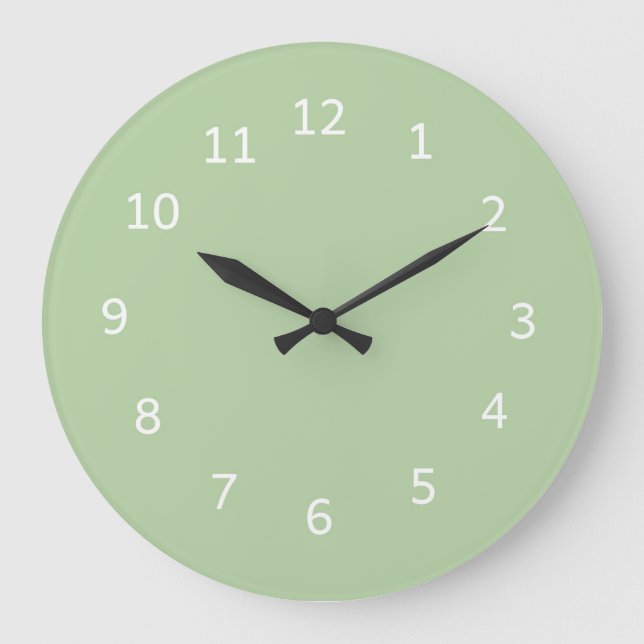 Pistachio Green Colour Light Pastel Minimalist  Large Clock (Front)