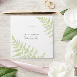 Pistachio Green Fern Addressed Square Wedding Envelope