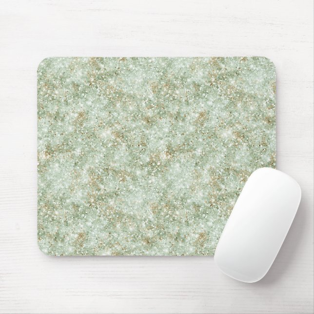 Pistachio Green Glitzy Faux Glitter Mouse Pad (With Mouse)