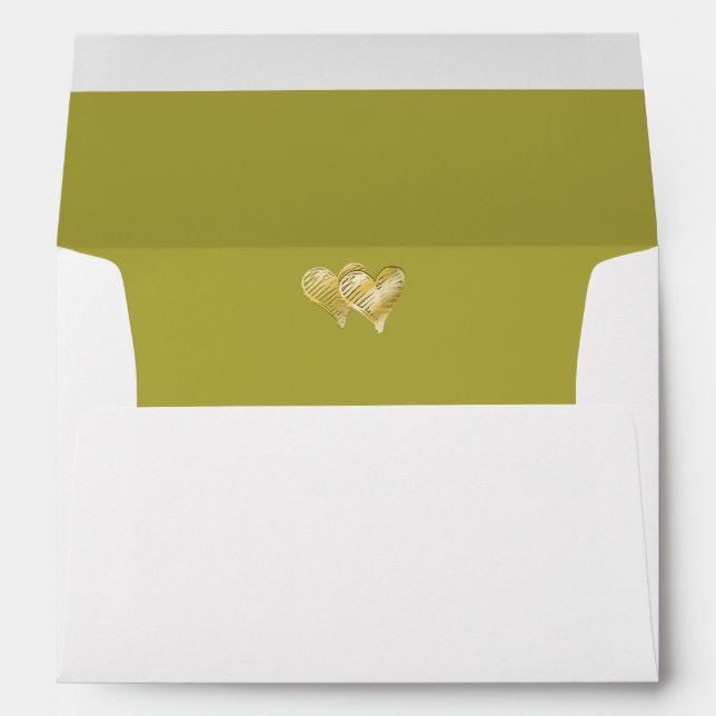 Pistachio Green - Gold Embossed Heart Lined Envelopes (Back (Bottom))