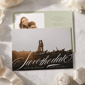 Pistachio Green Photo Wedding Save The Date