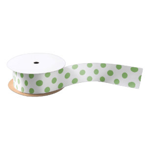 Pistachio Green Polka Dots Circles Satin Ribbon
