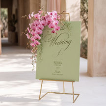 Pistachio Green Script Wedding Welcome Sign