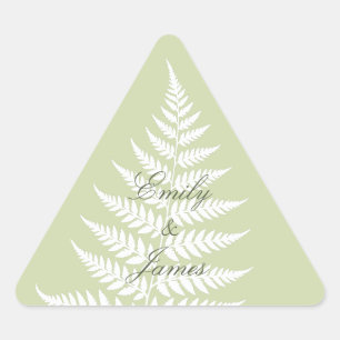 Pistachio Green White Fern Delicate Botanical Triangle Sticker