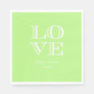 Pistachio Green, White LOVE Napkins