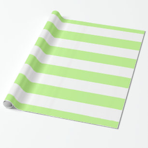 Pistachio Green, White XL Stripes Pattern Wrapping Paper