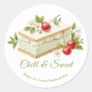 Pistachio Ice Cream Sandwich Day  Classic Round Sticker