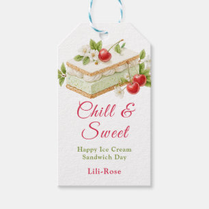 Pistachio Ice Cream Sandwich Day Watercolor  Gift Tags