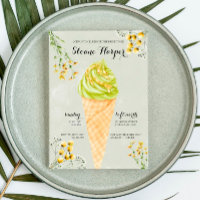 Pistachio IceCream Social Bridal Shower Invitation