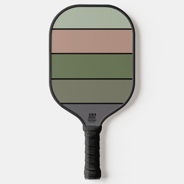 Pistachio Nut Shell Green Peach Purple Stripes  Pickleball Paddle (Front)