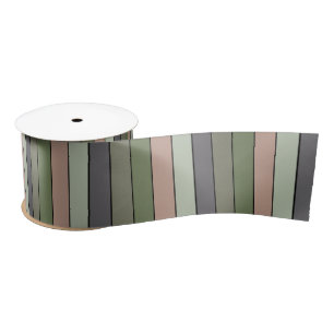 Pistachio Nut Shell Green Peach Purple Stripes  Satin Ribbon