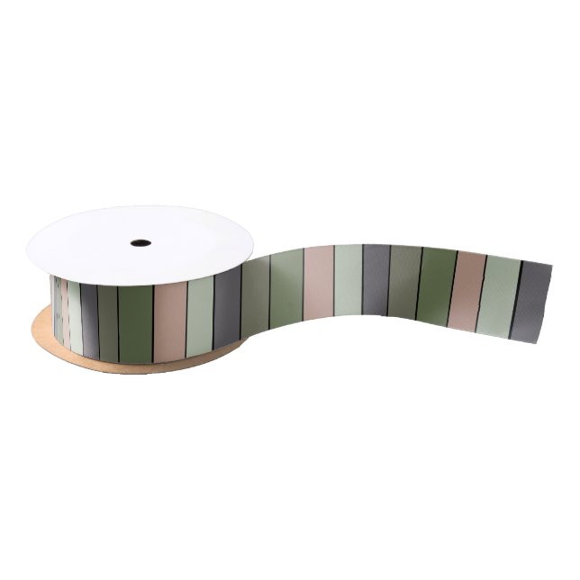 Pistachio Nut Shell Green Peach Purple Stripes  Satin Ribbon (Spool)