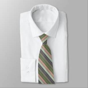 Pistachio Nut Shell Green Peach Purple Stripes Tie