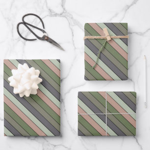 Pistachio Nut Shell Green Peach Purple Stripes  Wrapping Paper Sheet