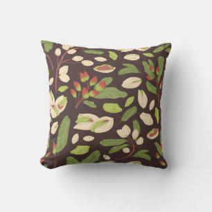 Pistachio Nuts: Black Hand-Drawn Seamless. Cushion