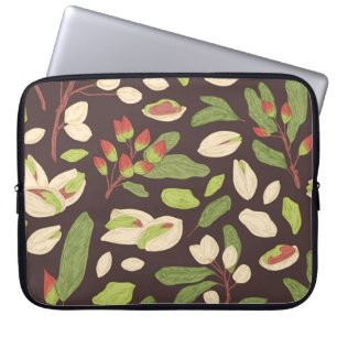 Pistachio Nuts: Black Hand-Drawn Seamless. Laptop Sleeve