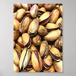 Pistachio Nuts Black Outline Art Poster