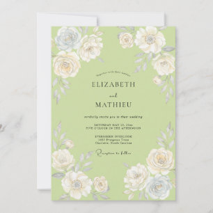 Pistachio Rose Wedding Invitation
