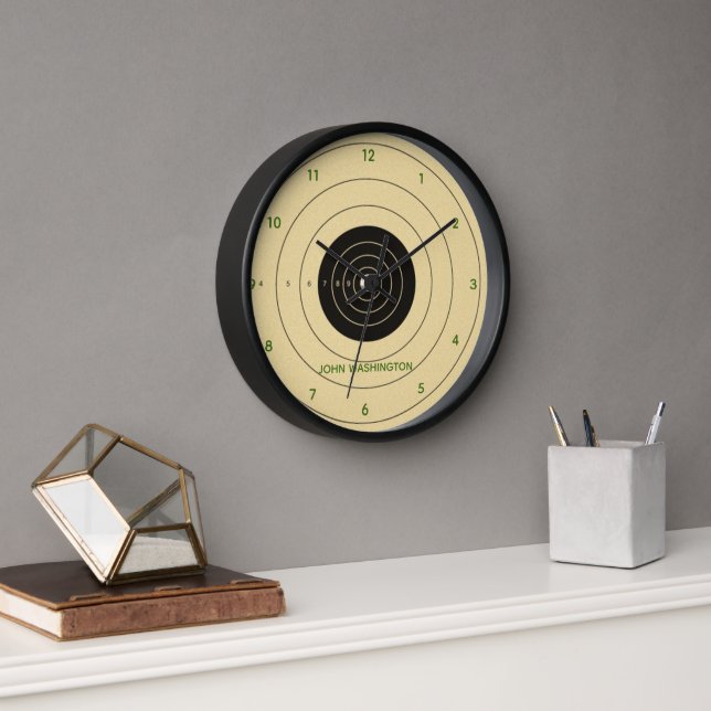 Pistol Target Personalised Wall Clock (Office)