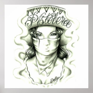 pistolera tattoo motif poster
