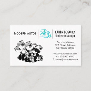 Piston Car Engine    Wrench in Hand Business Card