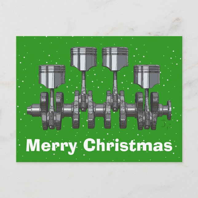 Piston Crankshaft Holiday Postcard (Front)
