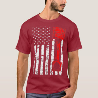 Piston T Shirt Patriotic Mechanic American Flag