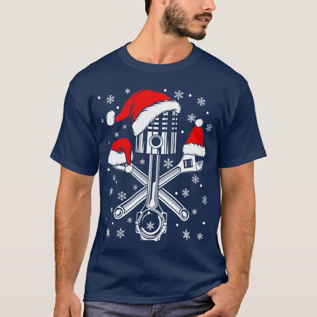 Piston Wrench Santa Car Mechanic Ugly gift boy T-Shirt (Front)