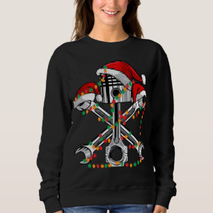 Piston Wrench Santa Hat Christmas Lights Bike Car  Sweatshirt