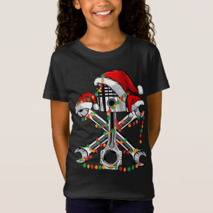 Piston Wrench Santa Hat Christmas Lights Bike Car  T-Shirt