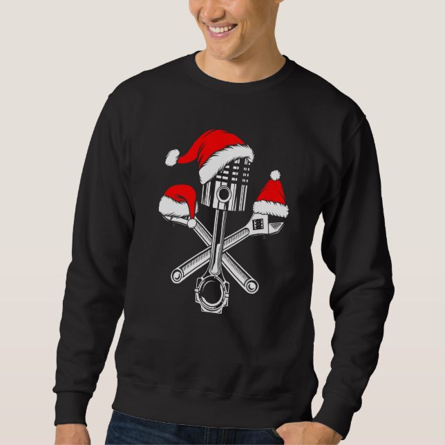 Piston Wrench Santa Hat Mechanic Christmas Matchin Sweatshirt (Front)