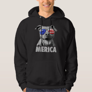 Pit Bull 4th Of July Merica Men American Flag Sung Hoodie