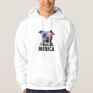 Pit Bull 4th of July Merica Men American Flag Sung Hoodie