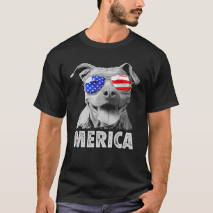 Pit Bull 4Th Of July Merica Men American Flag Sung T-Shirt