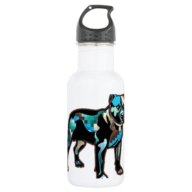 Pit Bull Abstract Design Pet Dog Add Name Text 532 Ml Water Bottle (Front)