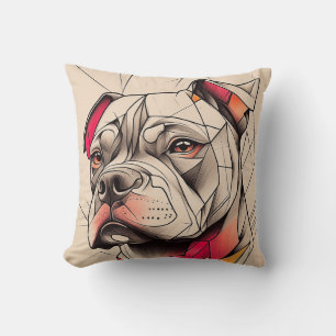 Pit Bull Abstract Portrait Cushion