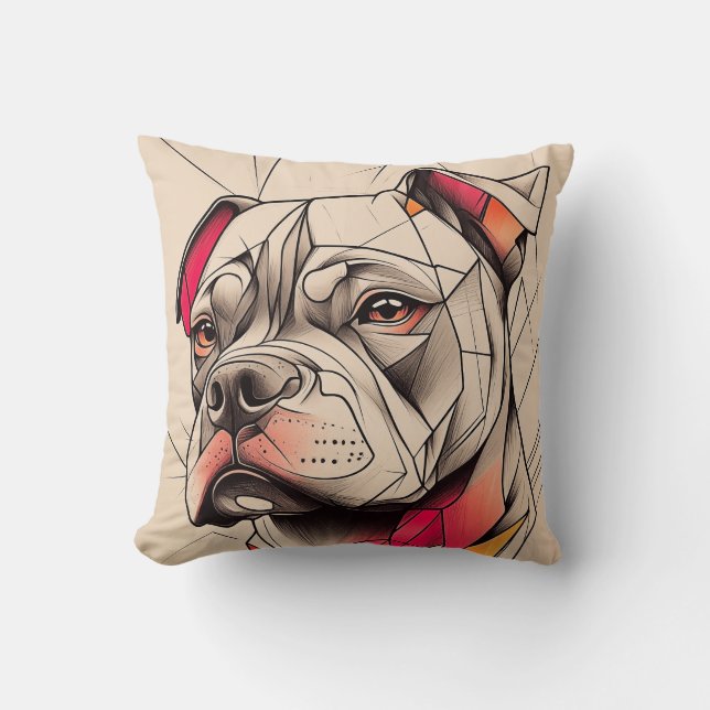 Pit Bull Abstract Portrait  Cushion (Front)