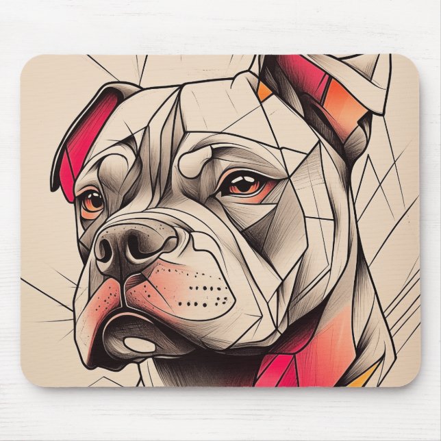 Pit Bull Abstract Portrait  Mouse Pad (Front)