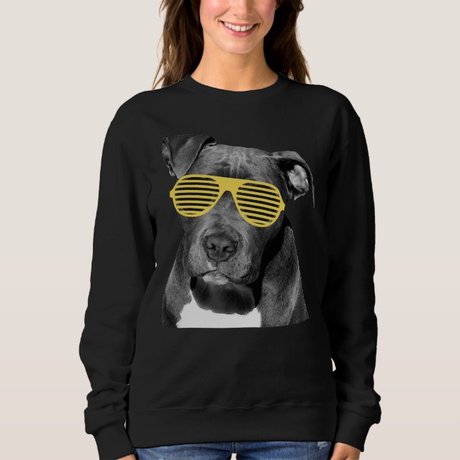 Pit Bull &amp Glasses Sweatshirt (Front)