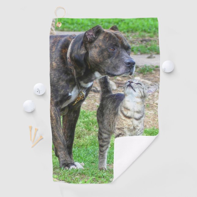 Pit Bull and Cat Golf Towel (InSitu)