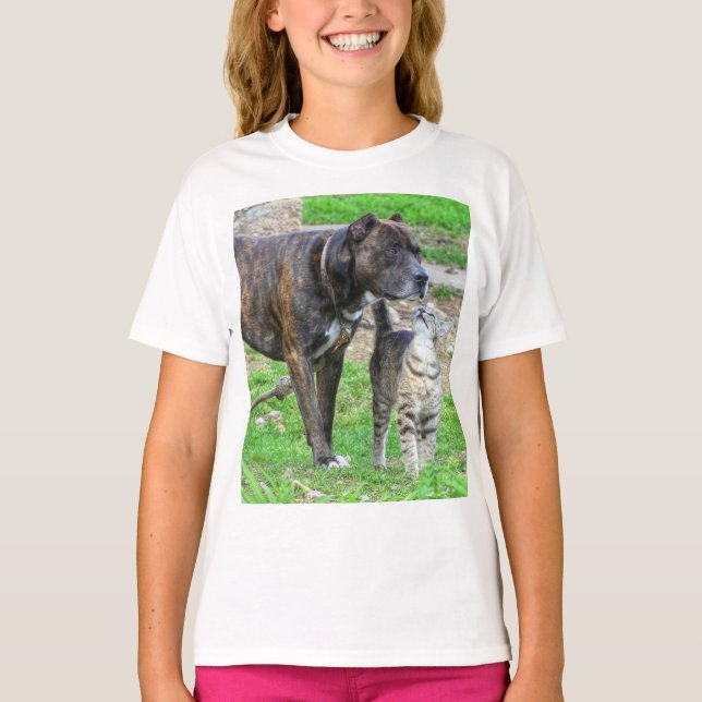 Pit Bull and Cat T-Shirt (Front)
