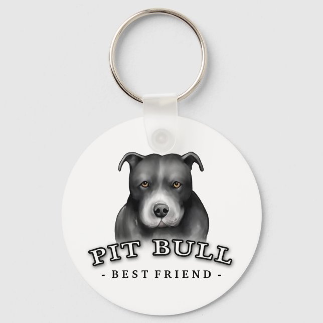 Pit Bull Art Custom Key Chain (Front)