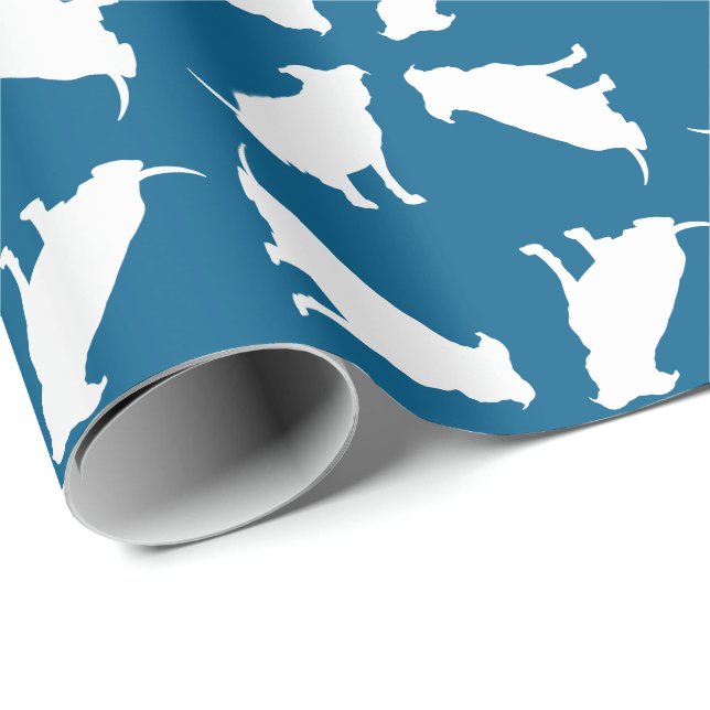 Pit Bull Baby Shower Dog Pitbull Blue Boy Wrapping Paper (Roll Corner)