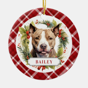 Pit Bull Ceramic Circle Ornament
